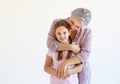 Family two generations grandmother and granddaughter on white Royalty Free Stock Photo