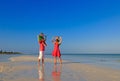 Family with two kids having fun on sand beach Royalty Free Stock Photo