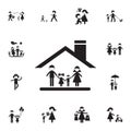 family under the roof of the house icon. Detailed set of Family icons. Premium quality graphic design sign. One of the collection Royalty Free Stock Photo