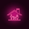 family under the roof of the house icon. Elements of Family in neon style icons. Simple icon for websites, web design, mobile app Royalty Free Stock Photo