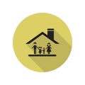 family under the roof of the house long shadow icon. Simple glyph, flat vector of FAMILY icons for ui and ux, website or mobile Royalty Free Stock Photo