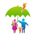 Family under umbrella