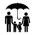 Family under the umbrella icon, concept people lifestyles and relationships in love and safety - vector