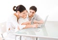 Family using laptop Royalty Free Stock Photo