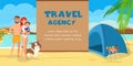 Family Vacation Cartoon Vector Banner Template Royalty Free Stock Photo