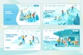 Family Vacation Design Winter Landing Page Set