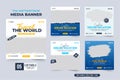 Family vacation planner template collection vector. Tour and travel social media post design bundle. Travel agency banner set