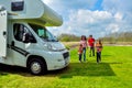 Family vacation, RV (camper) travel in motorhome with kids