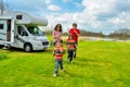 Family vacation, RV (camper) travel in motorhome with kids