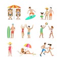 Family vacation set going have fun holidays illustration. Royalty Free Stock Photo