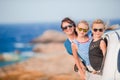 Family on vacation travel by car. Summer holiday and car travel concept Royalty Free Stock Photo