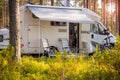 Family vacation travel RV, holiday trip in motorhome