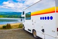 Family vacation travel RV, holiday trip in motorhome, Caravan car Vacation. Beautiful Nature Canada natural landscape Royalty Free Stock Photo