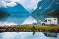 Family vacation travel RV, holiday trip in motorhome Royalty Free Stock Photo