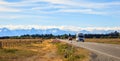 Family vacation trip, leisurely travel in motor home, Happy Holiday Vacation in Caravan camping car. Beautiful Nature New Zealand Royalty Free Stock Photo