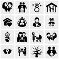 Family vector icons set on gray Royalty Free Stock Photo