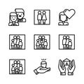 Family vector icons set Royalty Free Stock Photo