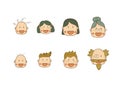 Family vector icons set in thin line style. Happy faces set. Family. Grandparents, mother, father, children. Vector. Royalty Free Stock Photo