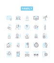 Family vector line icons set. kinship, relatives, clan, folks, lineage, descendants, progeny illustration outline