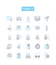 Family vector line icons set. kinship, relatives, clan, folks, lineage, descendants, progeny illustration outline Royalty Free Stock Photo