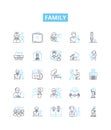 Family vector line icons set. kinship, relatives, clan, folks, lineage, descendants, progeny illustration outline Royalty Free Stock Photo