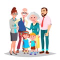 Family Vector. Mom, Dad, Children, Grandparents Together. Decoration Element. Isolated Cartoon Illustration