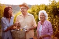 Family in vineyard before harvesting Royalty Free Stock Photo