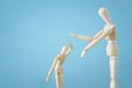 family violence cincept. wooden dummies as parents and child arguing and shouting. Royalty Free Stock Photo