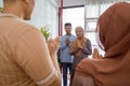 family visiting at the house on eid mubarak celebration Royalty Free Stock Photo