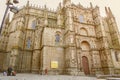 Family visiting New cathedral of Plasencia, Caceres, Spain, Euro