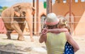 Family visiting zoo. Royalty Free Stock Photo