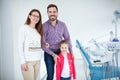 Family visits dentist in dental office