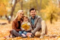 Family walk autumn Royalty Free Stock Photo