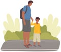 Family walk together. Dad and son leisure activity. Parents and children, outdoor activity Royalty Free Stock Photo