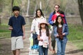 Family walking along country path Royalty Free Stock Photo