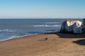 Family walking dogs on the beach in Botany Bay, Kent, UK Royalty Free Stock Photo