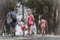 Family walking in Ephesus Turkey