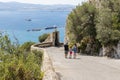 Family walking Old Queeens Road Gibraltar Royalty Free Stock Photo