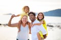 Family walking on tropical beach Royalty Free Stock Photo