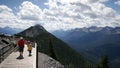Family walks along a trail on Royalty Free Stock Photo