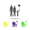 family walks multicolored icons. Element of life married people illustration. Signs and symbols collection icon for websites, web Royalty Free Stock Photo