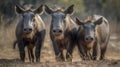 A family of warthogs with sharp tusks created with Generative AI