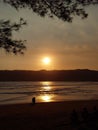 A family was walking along Pancer Door Beach, Pacitan Royalty Free Stock Photo