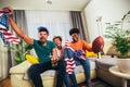 Family watching american football match on television Royalty Free Stock Photo