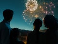 family watching fireworks Royalty Free Stock Photo