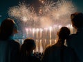 family watching fireworks Royalty Free Stock Photo