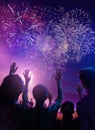family watching fireworks Royalty Free Stock Photo