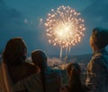 family watching fireworks Royalty Free Stock Photo