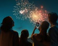 family watching fireworks Royalty Free Stock Photo