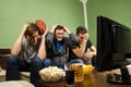 Family watching super bowl, near miss Royalty Free Stock Photo